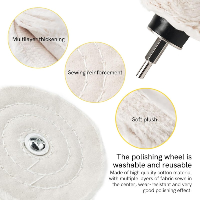Unicaravan Aluminum Wheel Polishing Kit for Drill Buffing Wheel for Car Motorcycle Wheel Rim Manifold Polishing for Stainless Steel Chrome Wood Plastic Ceramic Glass Woods Machine Jewelry etc 6PCS - Image 4